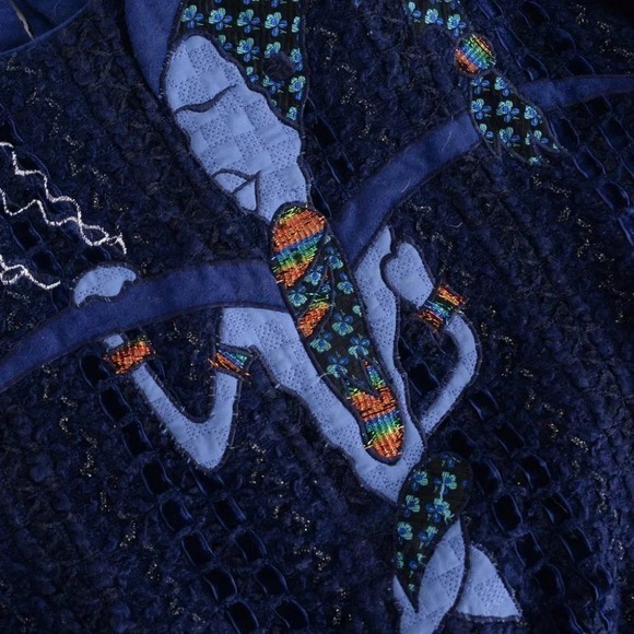 Vintage Season Fashion Navy Knit Crewneck Sweater Size 13 - Picture 13 of 14